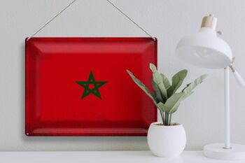 Panneau métallique drapeau maroc 40x30cm, drapeau du maroc Vintage 3