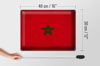 Panneau métallique drapeau maroc 40x30cm, drapeau du maroc Vintage 4