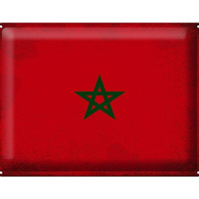 Targa in metallo Bandiera Marocco 40x30 cm Bandiera del Marocco Vintage