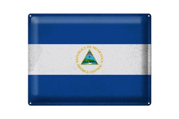 Signe en étain drapeau Nicaragua 40x30cm drapeau Nicaragua Vintage 1
