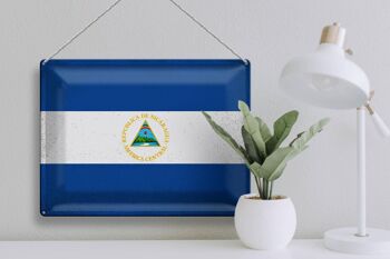 Signe en étain drapeau Nicaragua 40x30cm drapeau Nicaragua Vintage 3