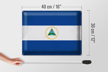 Signe en étain drapeau Nicaragua 40x30cm drapeau Nicaragua Vintage 4