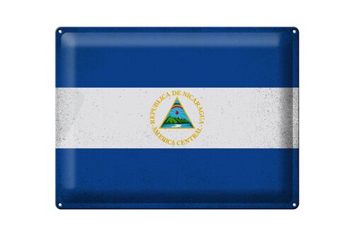 Blechschild Flagge Nicaragua 40x30cm Flag Nicaragua Vintage