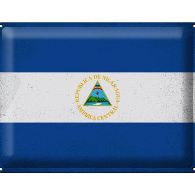 Blechschild Flagge Nicaragua 40x30cm Flag Nicaragua Vintage