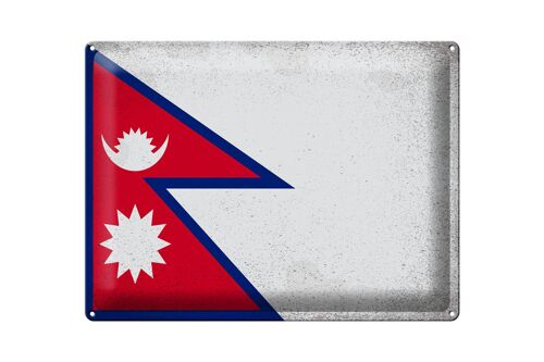 Blechschild Flagge Nepal 40x30cm Flag of Nepal Vintage