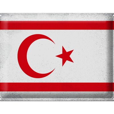 Cartel de chapa con bandera del norte de Chipre, bandera Vintage de 40x30cm