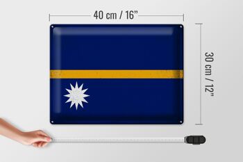 Signe en étain drapeau Nauru 40x30cm drapeau de Nauru Vintage 4
