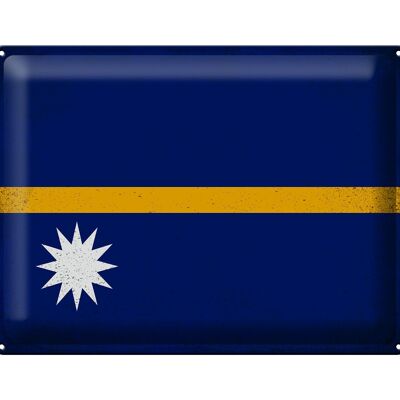 Cartel de chapa Bandera de Nauru 40x30cm Bandera de Nauru Vintage