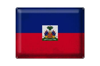 Signe en étain drapeau haïti 40x30cm drapeau d'haïti Vintage 1