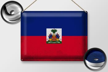 Signe en étain drapeau haïti 40x30cm drapeau d'haïti Vintage 2