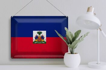 Signe en étain drapeau haïti 40x30cm drapeau d'haïti Vintage 3