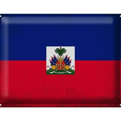 Blechschild Flagge Haiti 40x30cm Flag of Haiti Vintage