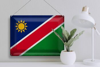 Drapeau en étain de la namibie, 40x30cm, drapeau de la namibie, Vintage 3