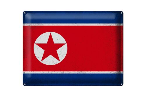 Blechschild Flagge Nordkorea 40x30cm North Korea Vintage
