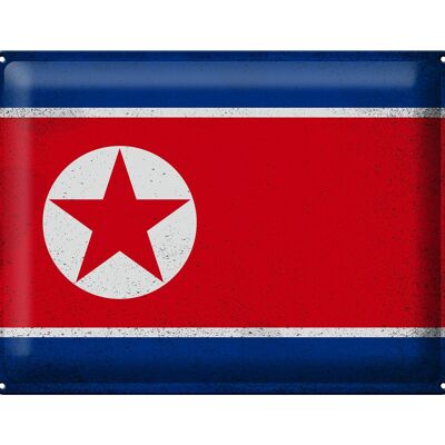 Targa in metallo Bandiera Corea del Nord 40x30 cm Corea del Nord Vintage