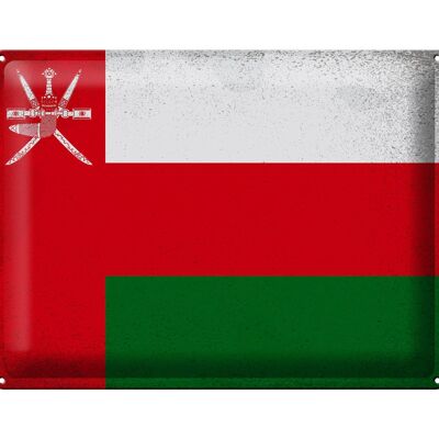 Signe en étain drapeau d'oman 40x30cm drapeau d'oman vintage