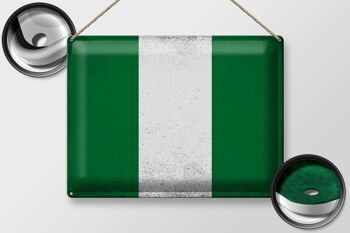 Signe en étain drapeau Nigeria 40x30cm drapeau du Nigeria Vintage 2