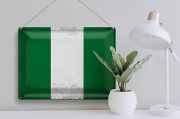 Signe en étain drapeau Nigeria 40x30cm drapeau du Nigeria Vintage 3