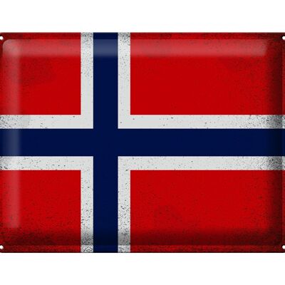 Cartel de chapa Bandera de Noruega 40x30cm Bandera de Noruega Vintage