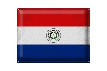 Signe en étain drapeau Paraguay 40x30cm drapeau Paraguay Vintage 1