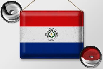 Signe en étain drapeau Paraguay 40x30cm drapeau Paraguay Vintage 2