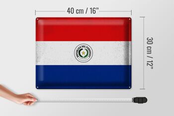 Signe en étain drapeau Paraguay 40x30cm drapeau Paraguay Vintage 4