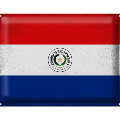 Blechschild Flagge Paraguay 40x30cm Flag Paraguay Vintage