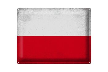 Signe en étain drapeau Pologne 40x30cm drapeau de Pologne Vintage 1