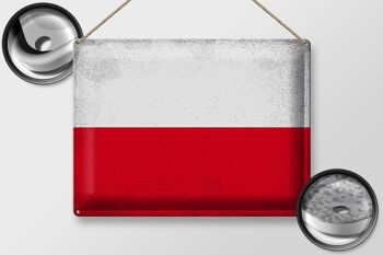Signe en étain drapeau Pologne 40x30cm drapeau de Pologne Vintage 2