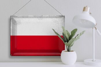 Signe en étain drapeau Pologne 40x30cm drapeau de Pologne Vintage 3