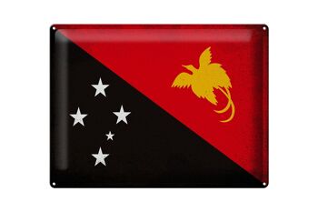 Signe en étain drapeau papouasie-nouvelle-guinée, 40x30cm, Vintage 1