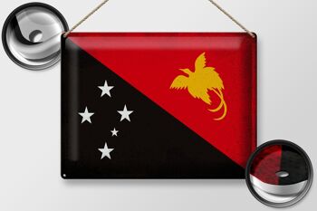 Signe en étain drapeau papouasie-nouvelle-guinée, 40x30cm, Vintage 2