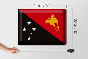 Signe en étain drapeau papouasie-nouvelle-guinée, 40x30cm, Vintage 4
