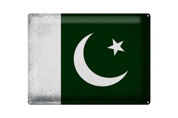 Signe en étain drapeau Pakistan 40x30cm drapeau Pakistan Vintage 1