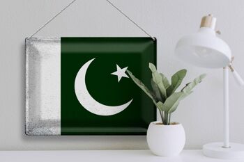 Signe en étain drapeau Pakistan 40x30cm drapeau Pakistan Vintage 3