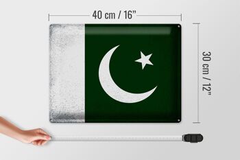 Signe en étain drapeau Pakistan 40x30cm drapeau Pakistan Vintage 4