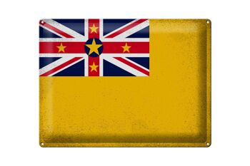 Signe en étain drapeau Niue 40x30cm drapeau de Niue Vintage 1