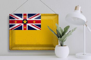 Signe en étain drapeau Niue 40x30cm drapeau de Niue Vintage 3