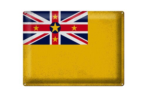 Blechschild Flagge Niue 40x30cm Flag of Niue Vintage