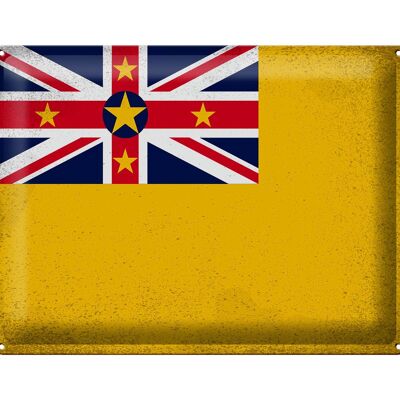 Blechschild Flagge Niue 40x30cm Flag of Niue Vintage