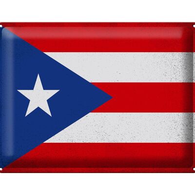 Cartel de chapa Bandera de Puerto Rico 40x30cm Puerto Rico Vintage