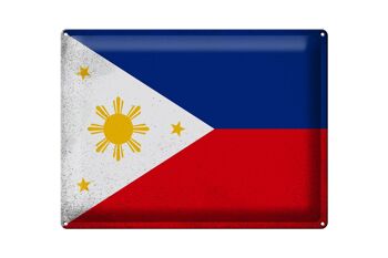 Signe en étain drapeau Philippines 40x30cm Philippines Vintage 1