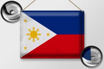 Signe en étain drapeau Philippines 40x30cm Philippines Vintage 2