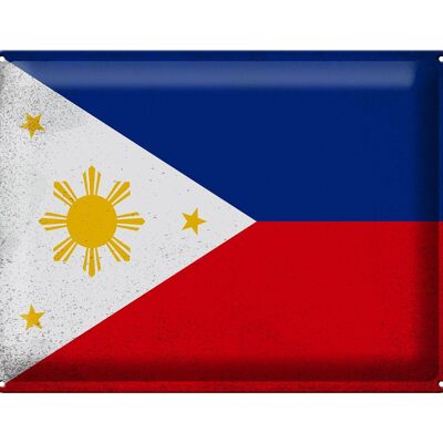 Cartel de chapa con bandera de Filipinas, 40x30cm, Vintage de Filipinas