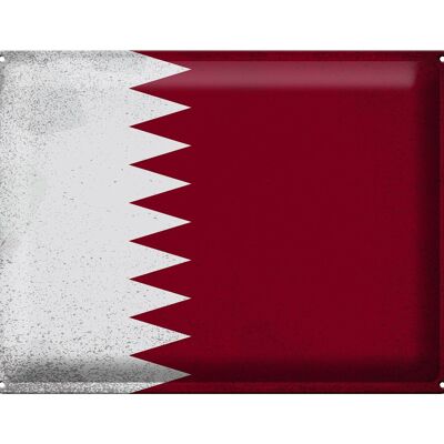 Targa in metallo Bandiera del Qatar 40x30 cm Bandiera del Qatar vintage