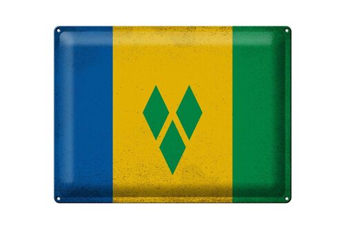 Blechschild Flagge Saint Vincent Grenadinen 40x30cm Vintage