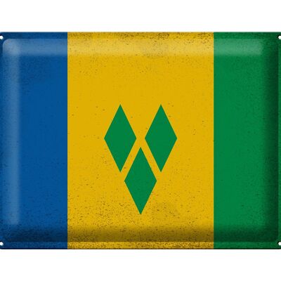 Drapeau en étain Vintage de Saint-Vincent Grenadines, 40x30cm