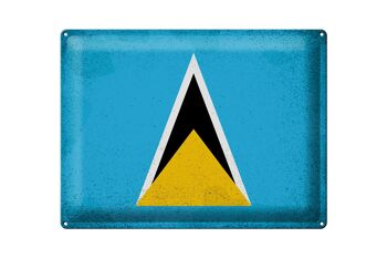 Signe en étain drapeau Sainte-Lucie 40x30cm Sainte-Lucie Vintage 1