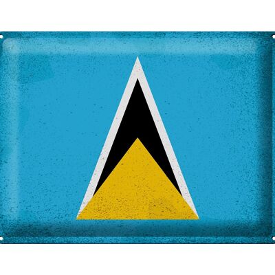 Signe en étain drapeau Sainte-Lucie 40x30cm Sainte-Lucie Vintage
