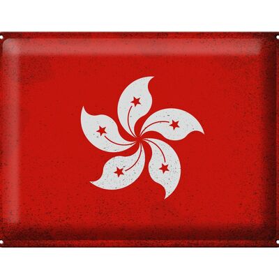 Blechschild Flagge Hongkong 40x30cm Flag Hong Kong Vintage